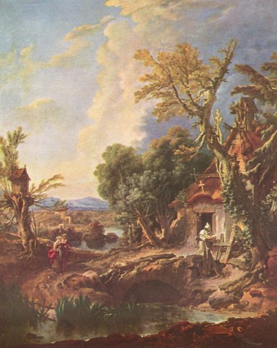 Landscape with Brother Lucas by François Boucher